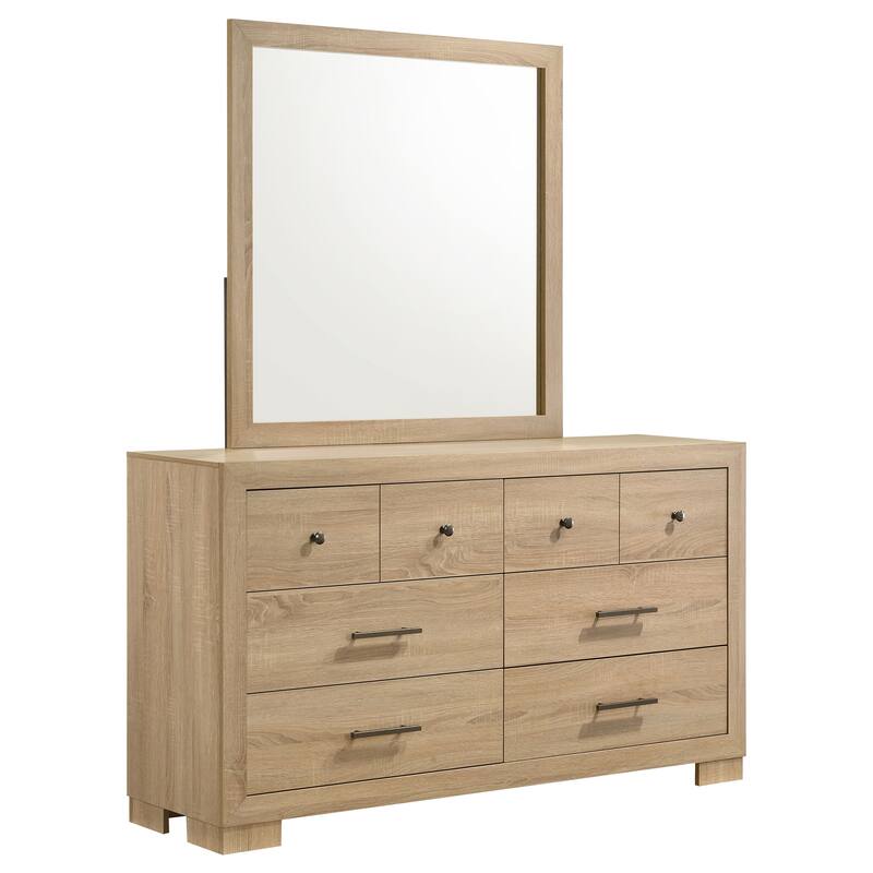 Arielle 6-drawer Bedroom Dresser with Mirror Light Oak - Dresser with Mirror