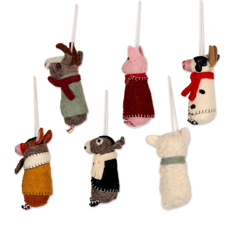 Novica Handmade Barnyard Bunch Wool Holiday Ornaments (Set Of 6)