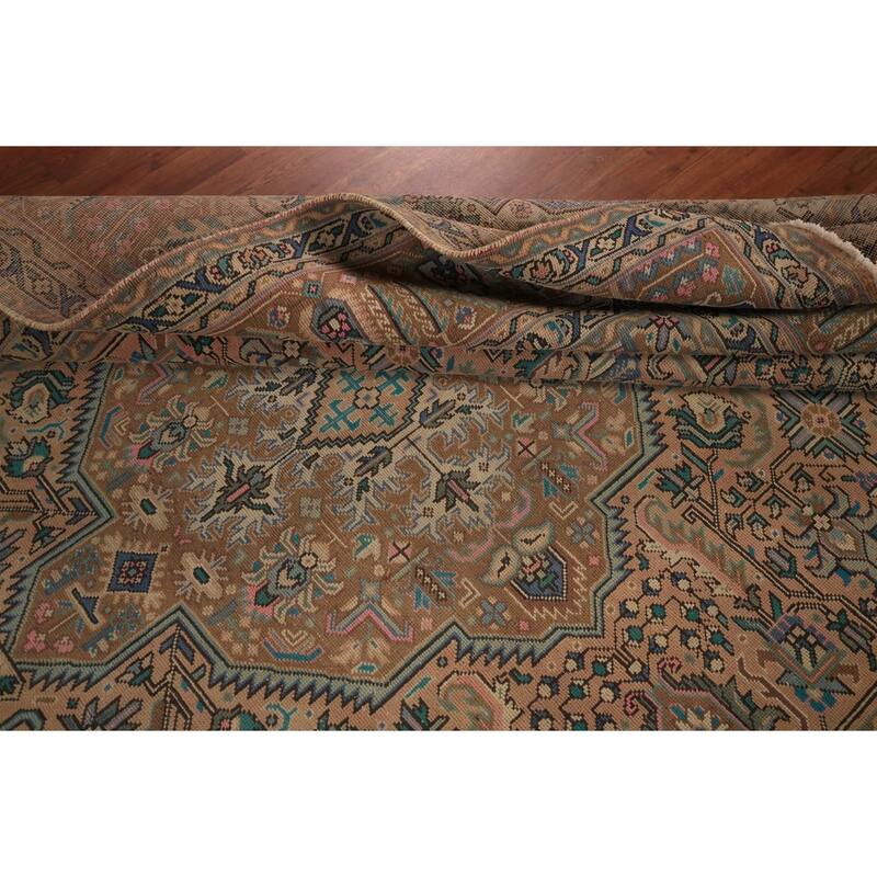 Geometric Tabriz Persian Vintage Area Rug Hand-Knotted Wool Carpet - 8'3" x 11'4"