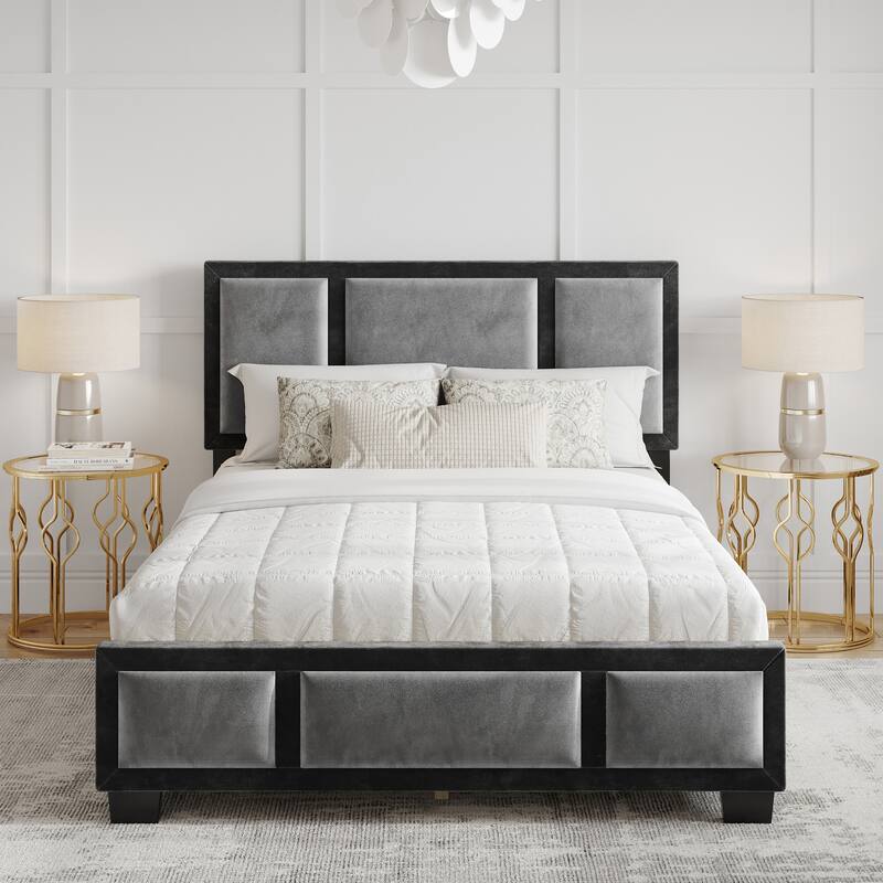 Boyd Sleep Bavaria Black and Grey Velour Platform Bed