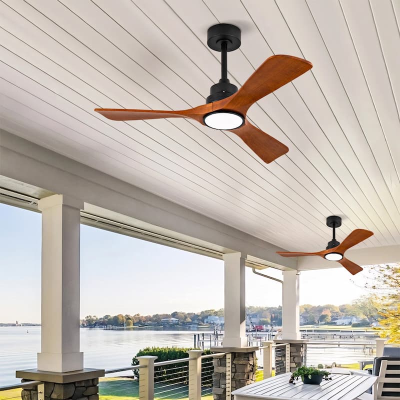 42 Inch Ceiling Fans With Lights and 3 Solide Wood Blades, 6 Speed Remote,Reversible DC Motor, Ceiling Fan with Remote