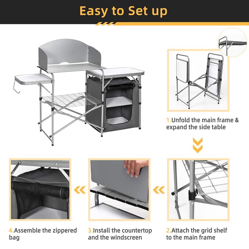 Costway Foldable Camping Table Outdoor BBQ Portable Grilling Stand