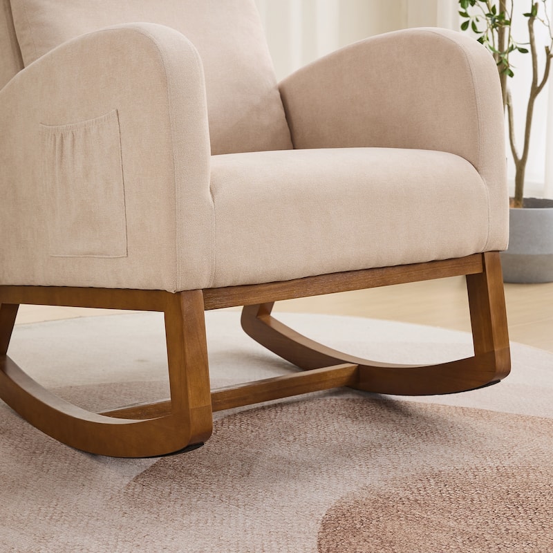 27.2"W Upholstered Rocking Accent Armchair with Side Pocket