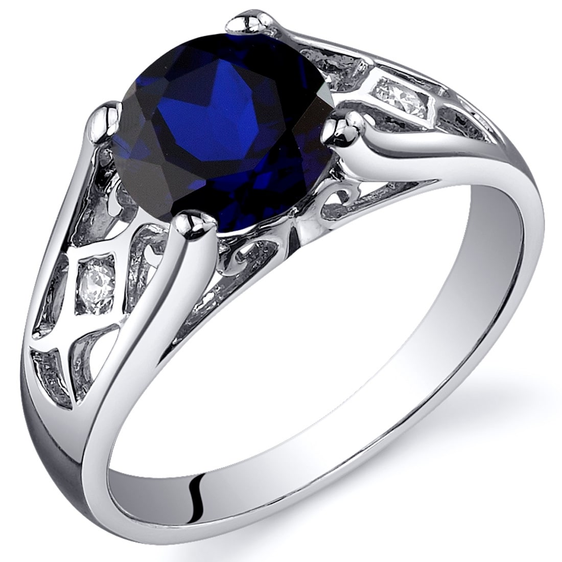 Oravo Sterling Silver 2 ct Created Sapphire Solitaire Ring