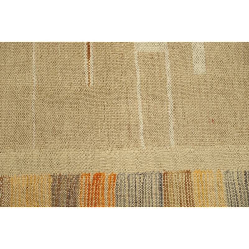Hand Woven Oriental 100% Wool Carpet Southwestern Tribal Beige & Ivories Kilim Area Rug - 5' 9'' X 3' 10''
