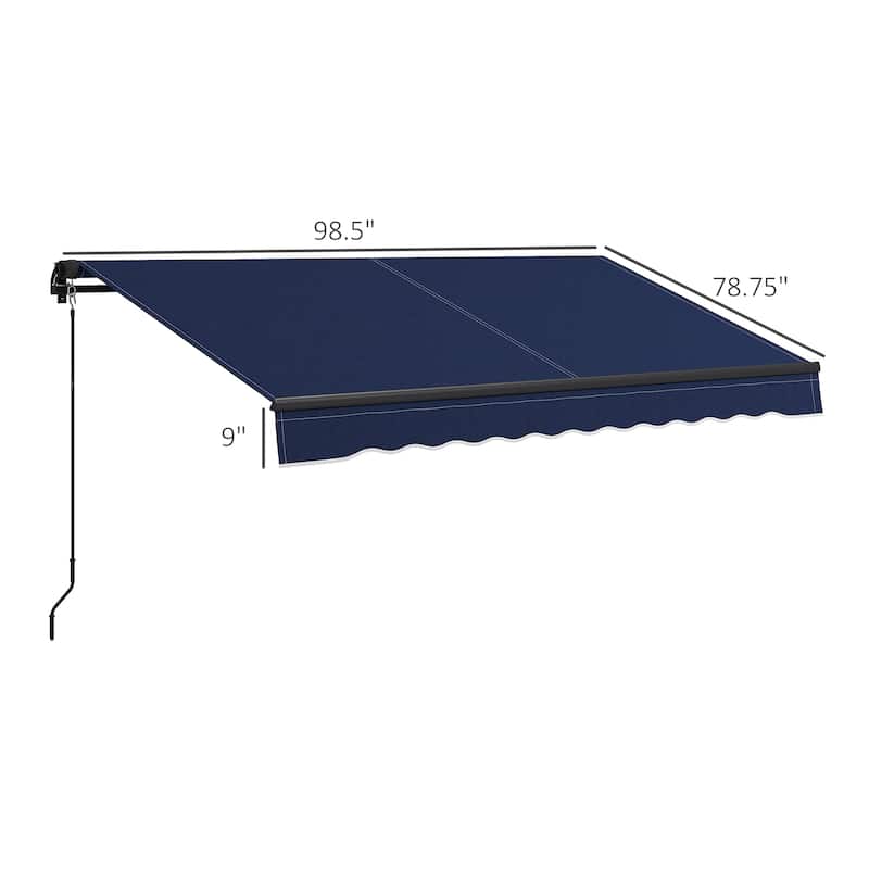 Outsunny 8' x 6.5' Retractable Awning, Patio Awning Sunshade Shelter with Manual Crank Handle, 280gsm UV Resistant Fabric