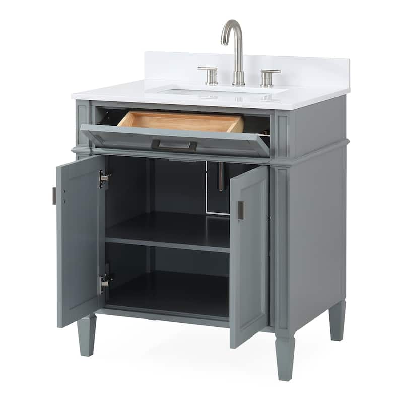 30 Inch Durand Modern Bathroom Sink Vanity with Stone Counter Top