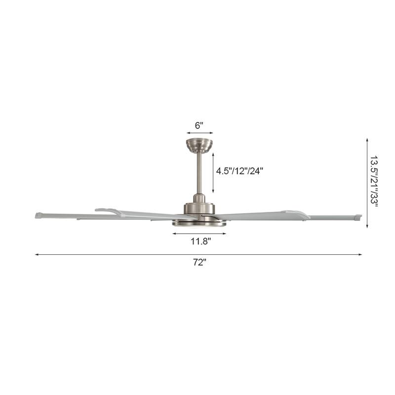 WINGBO 64" and 72" and 80" and 96" Indoor Ceiling Fan with LED Light and Remote