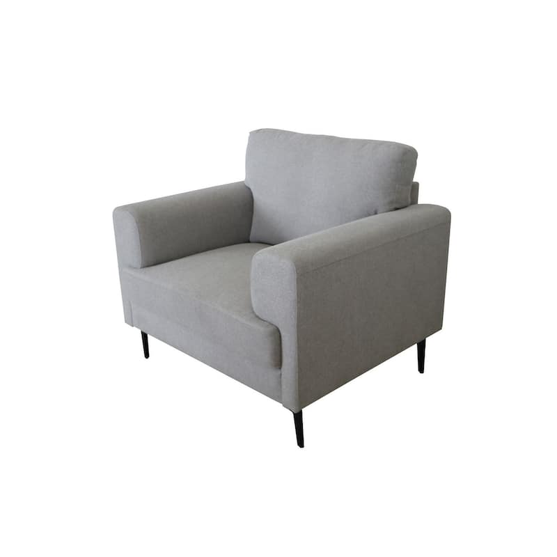 HomeRoots 41" Light Gray and Black Linen Arm Chair - 41' X '35' X '35