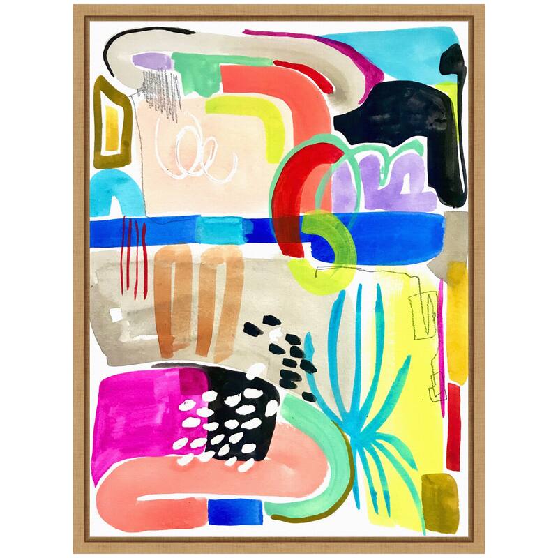 Kate and Laurel Sylvie Abstract 10 Framed Canvas by Emma Daisy