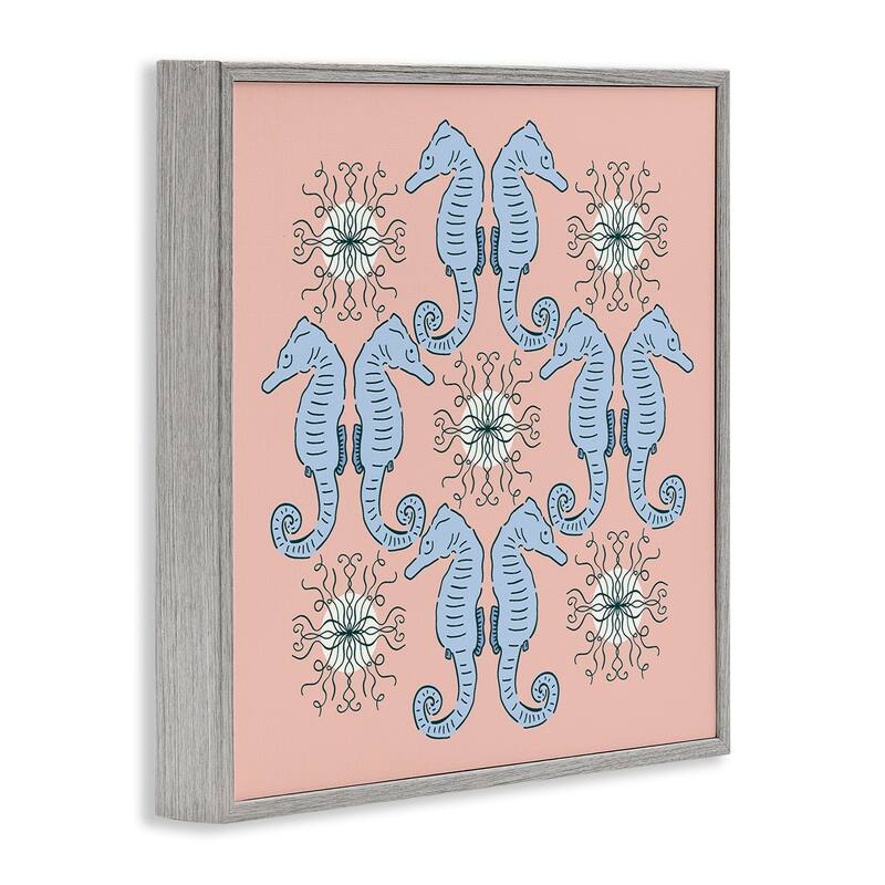 Stupell Symmetrical Coral Seahorse Pattern Framed Giclee Art Design By Sazerelli Designs