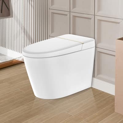 Smart Toilet, One Piece Bidet Toilet for Bathrooms,Modern Elongated Toilet with Warm Water,Dual Auto Flush,Foot Sensor Operation