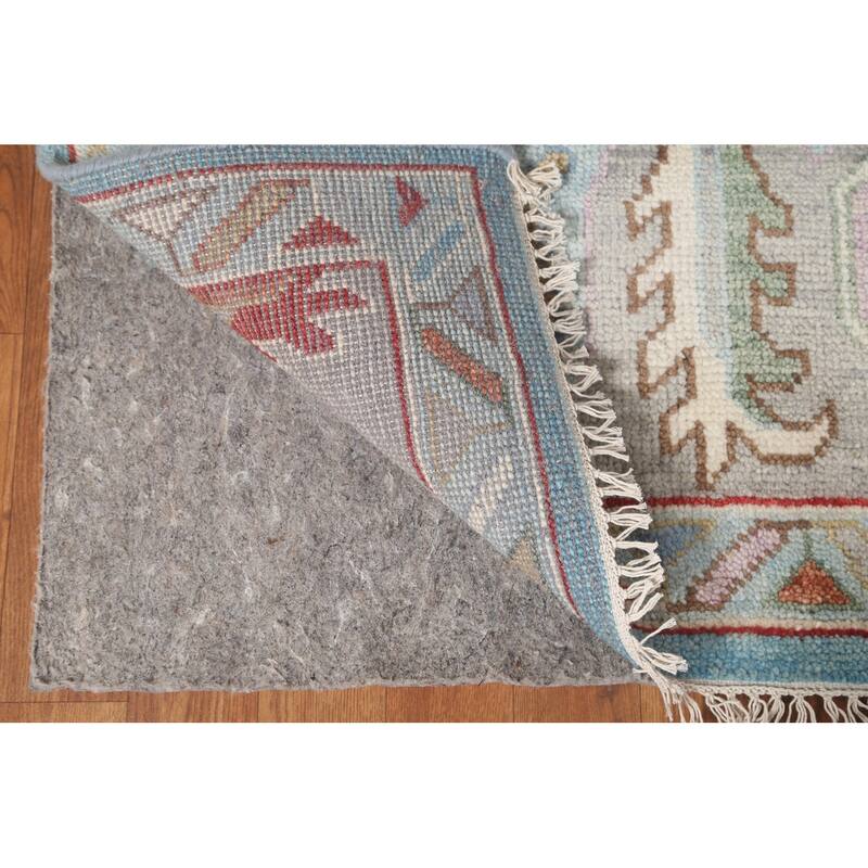 Light Blue Oushak Style Area Rug Handmade Wool Carpet - 9'0" x 11'9"