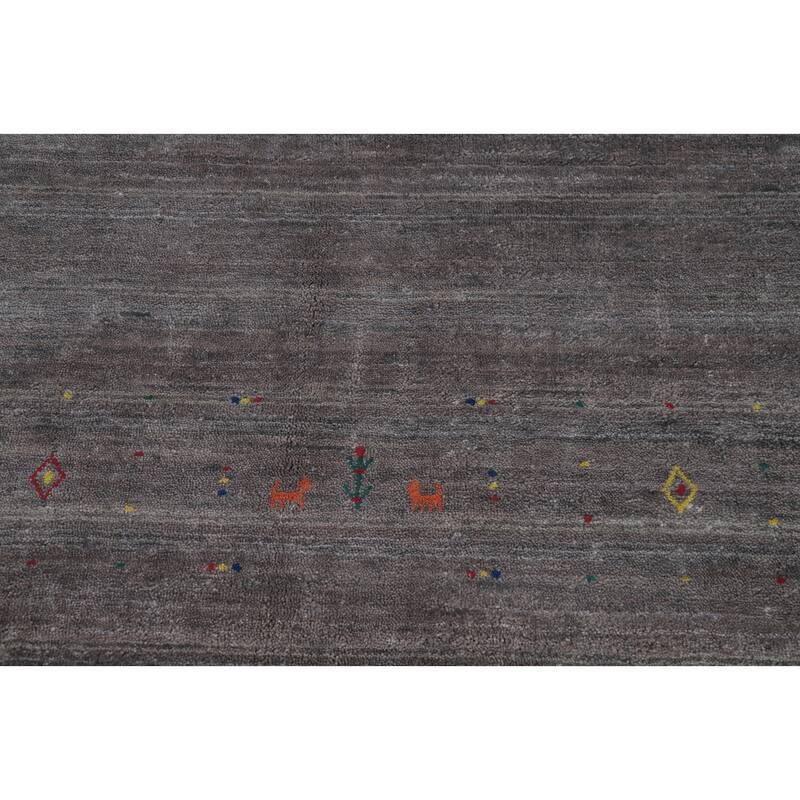 Hand Knotted Oriental 100% Wool Carpet Tribal Tribal Greys & Charcoal Gabbeh Area Rug - 9' 11'' X 8' 2''