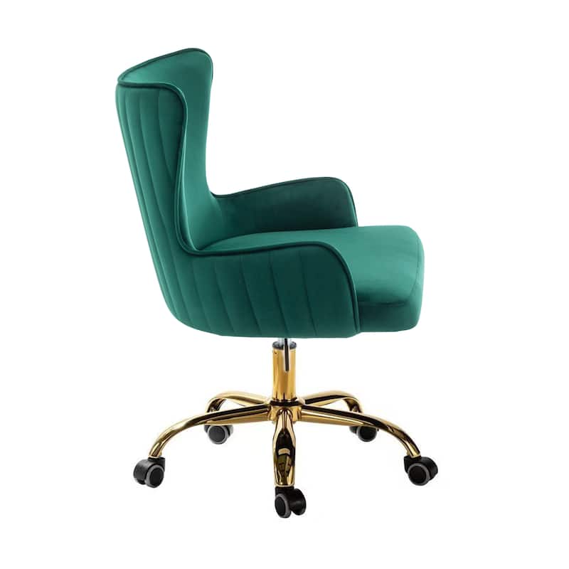 Porthos Home Daria Velvet Wingback Office Chair with Gold Chrome Base