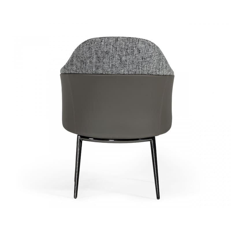 HomeRoots Gray And Black Upholstered Fabric and Faux Leather Wing Back Dining Arm Chair