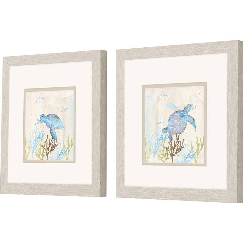 Blue Sea Turtle S/2 Framed Art Under Glass