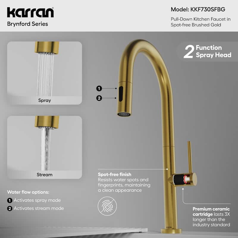 Karran Brynford Single Handle Pull-Down Sprayer Kitchen Faucet