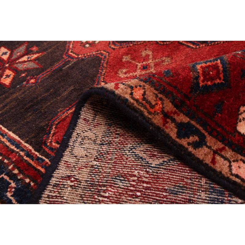 ECARPETGALLERY Hand-knotted Anadol Black, Red Wool Rug - 3'5 x 10'1
