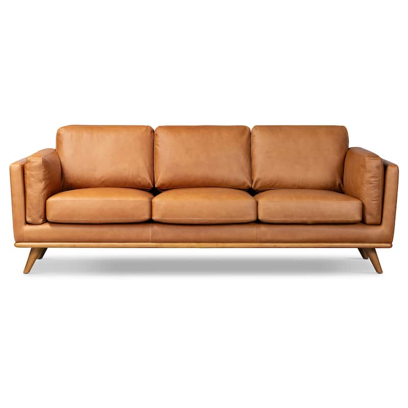 Poly & Bark Cadiz 90.5" Sofa in Saddle Tan - Full Grain Genuine Italian Leather - Saddle Tan