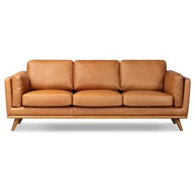 Poly & Bark Cadiz 90.5" Sofa in Saddle Tan - Full Grain Genuine Italian Leather