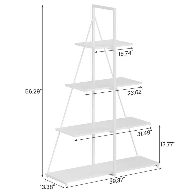 Boat Shaped 4-Tier Bookshelf Narrow Modern Bookcase - White