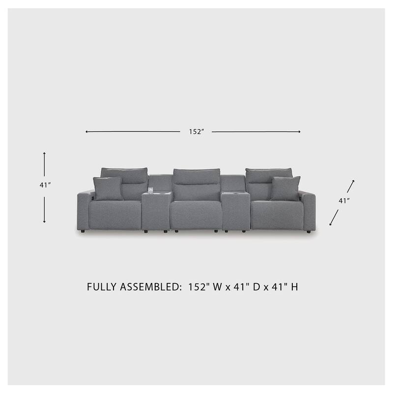 Signature Design by Ashley Modmax Gray 5-Piece Power Reclining Sectional - 152" W x 41" D x 41" H