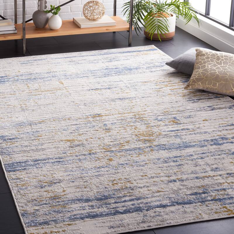 SAFAVIEH Palma Elberta Modern Abstract Rug - 6'7" Square - Beige/Light Blue