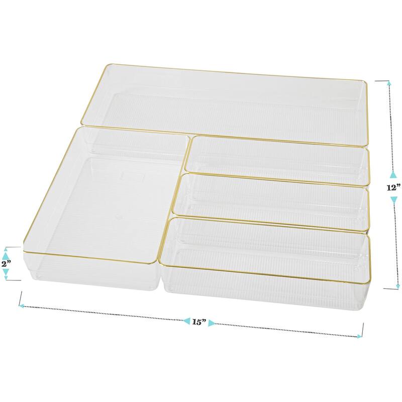 Flash Furniture BE-PB9085-G-5-MS Kerry 2" Tall Office Organizer Set - Clear / Gold