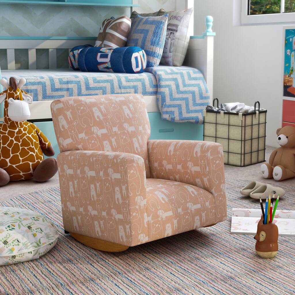 Korvella Transitional Fabric Upholstery Animal Print Rocking Chair by Furniture of America