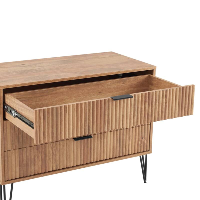 Manhattan Comfort 2-Piece Dumbo Modern Standard 3-Drawer Dresse 2.0 Nightstand Set
