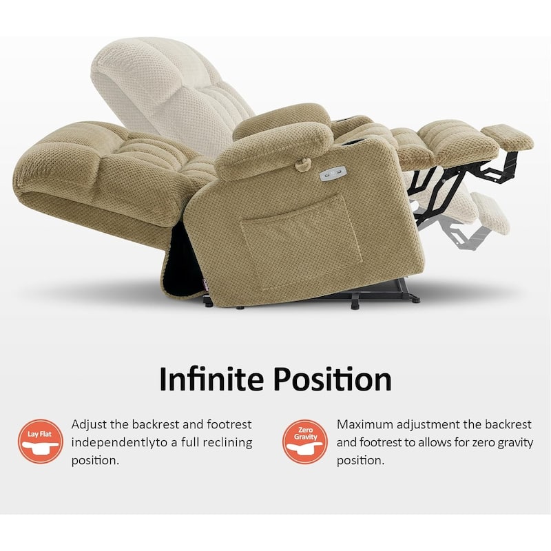 MCombo Dual Motor Power Lift Recliner Chair with Massage and Heat, Infinite Position, Fabric R7894 (Small-Wide)
