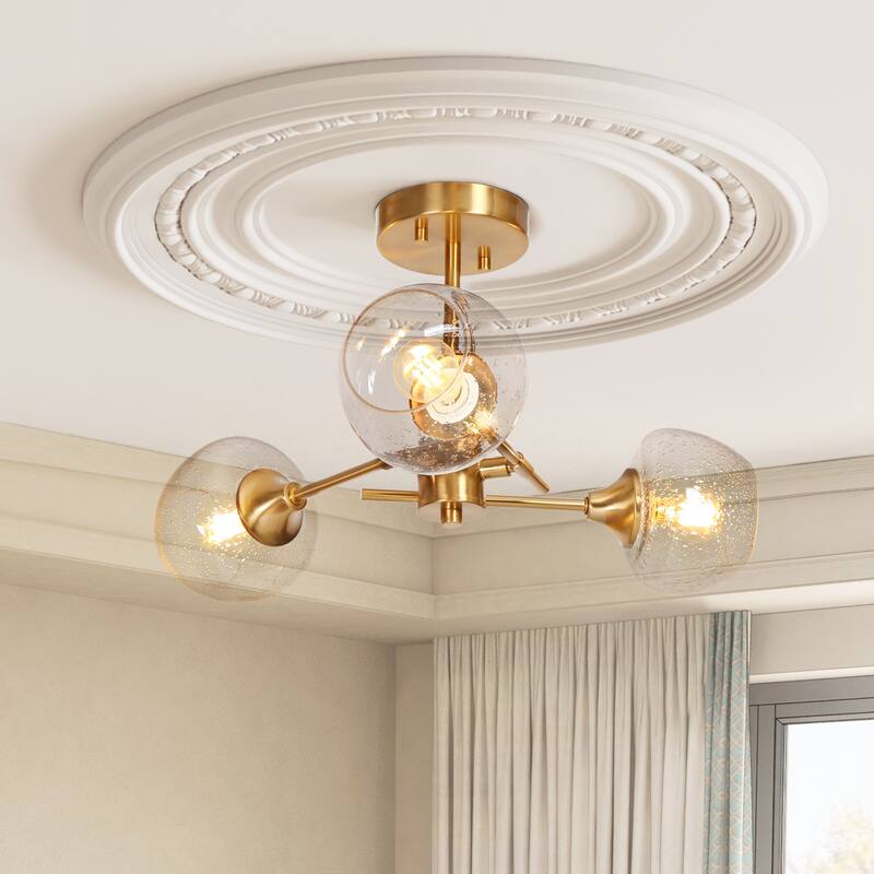 Mid-century Modern 3-light Adjustable Semi-flush Mount Sputnik Wine Glass Dimmable Ceiling Lights - D20'' * H10.5''