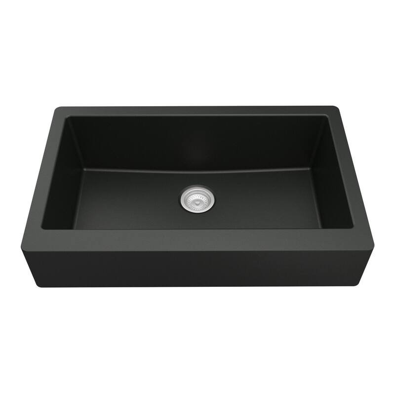 Karran Retrofit Apron Quartz Single Bowl Kitchen Sink - Black