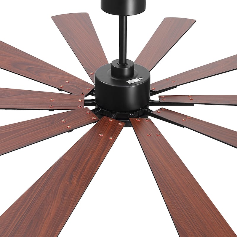 62/72-Inch Reversible 10-Blade Large Ceiling Fan with Light and Remote