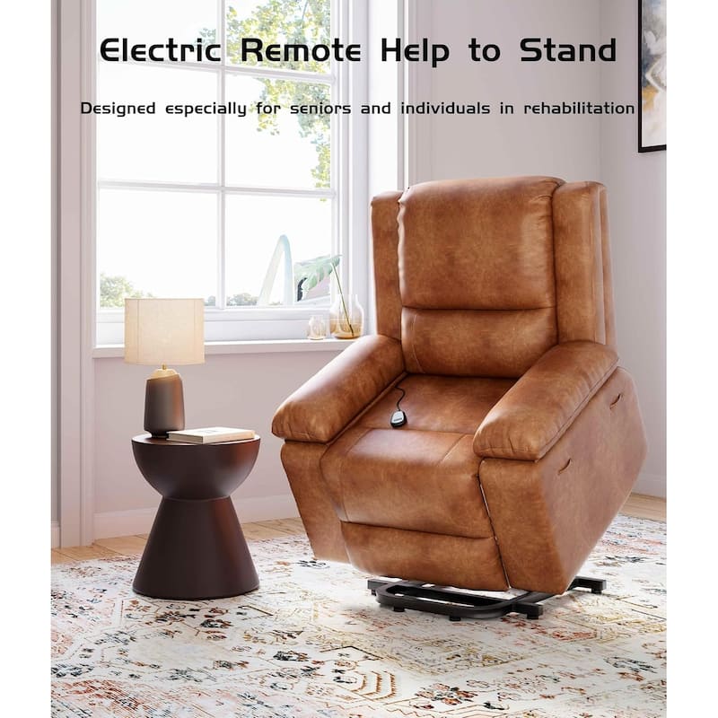 Leather Power Lift Recliner with Heat & Massage