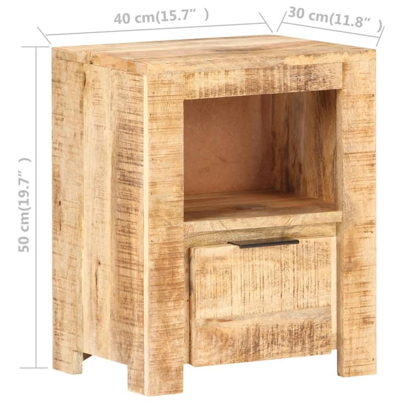 vidaXL Bedside Cabinet 15.7"x11.8"x19.7" Rough Mango Wood