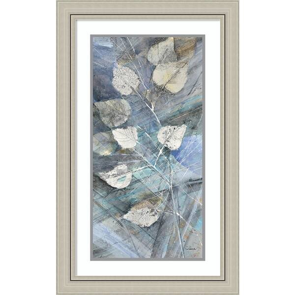 slide 1 of 6, Framed Art Print 'Silver Leaves I' by Albena Hristova 20 x 32-inch - Blue/Grey