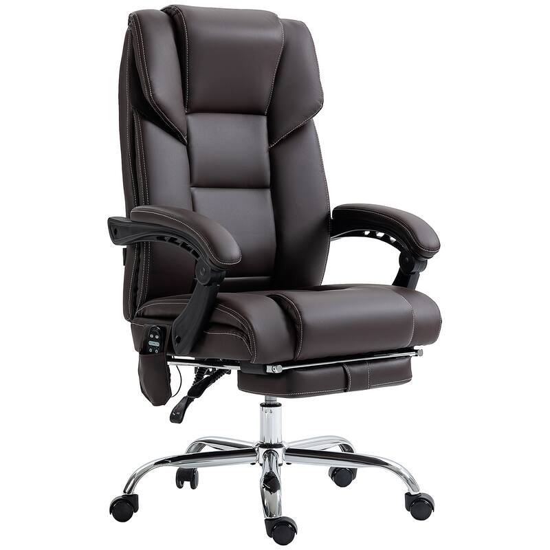 Massage Office Chair with Lumbar Heating, 6 Vibration Points, Footrest & Adjustable Height