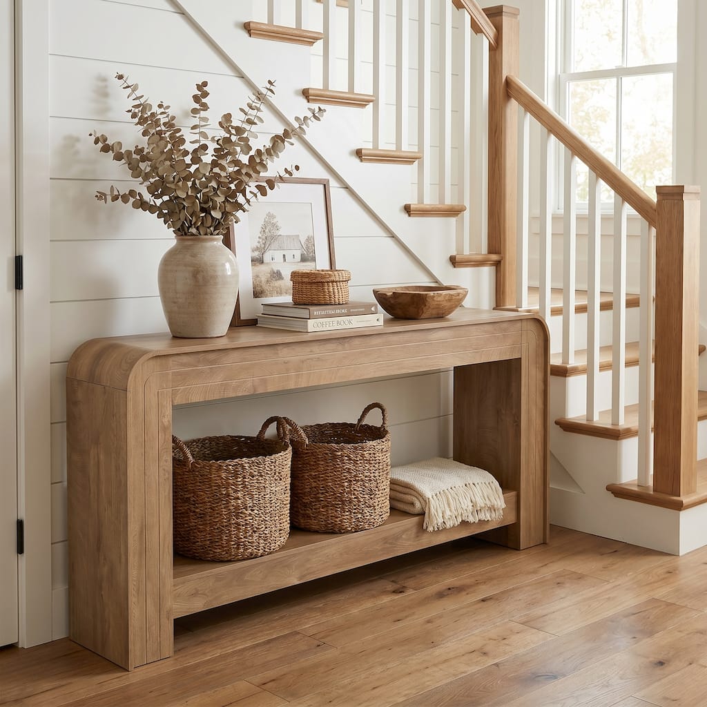 78.74 Inch Extra Long Console Table, Rustic Sofa Table with Open Storage