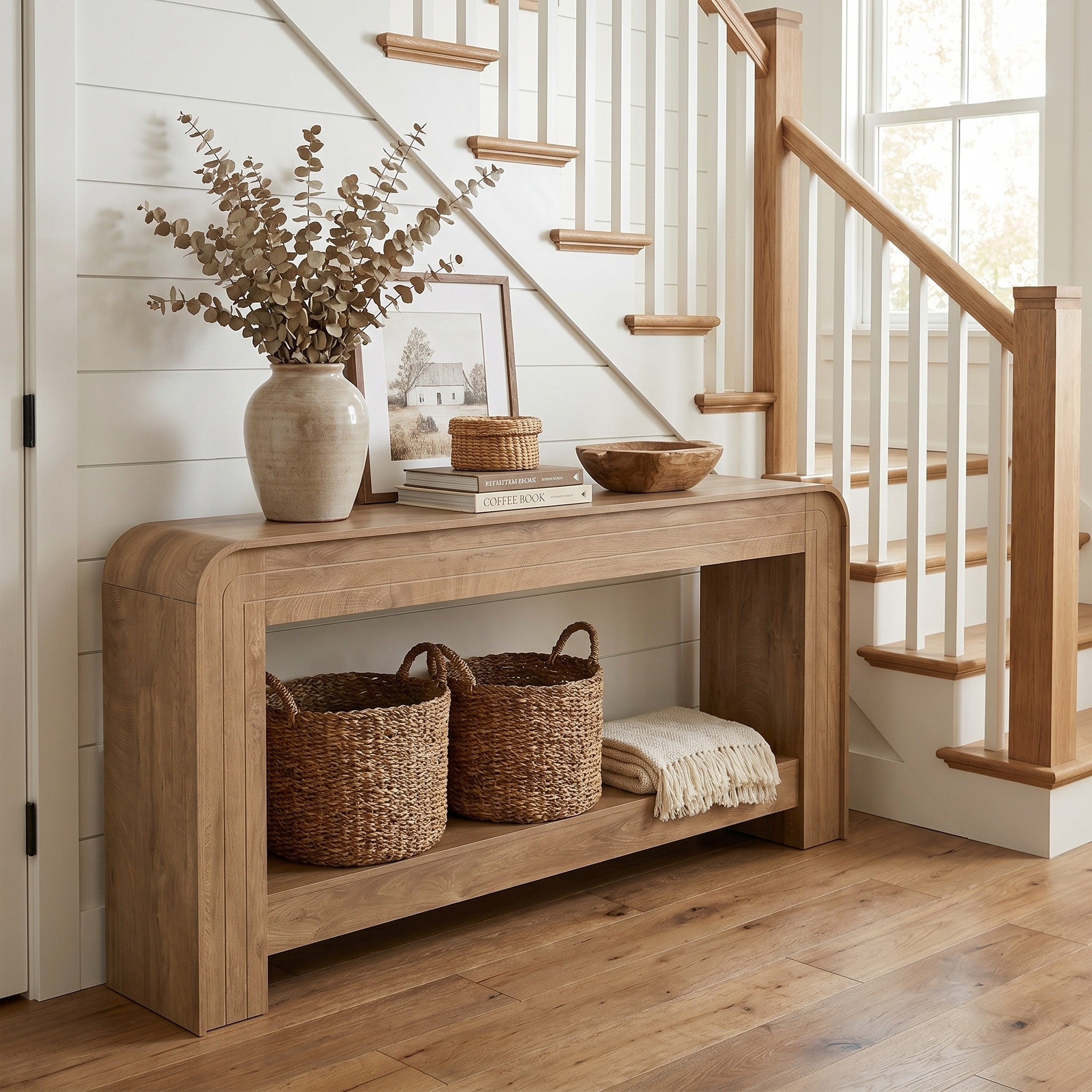 78.74 Inch Extra Long Console Table, Rustic Sofa Table with Open Storage