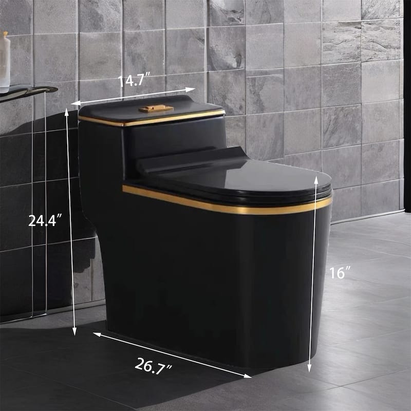 Black One Piece Toilet with Seat