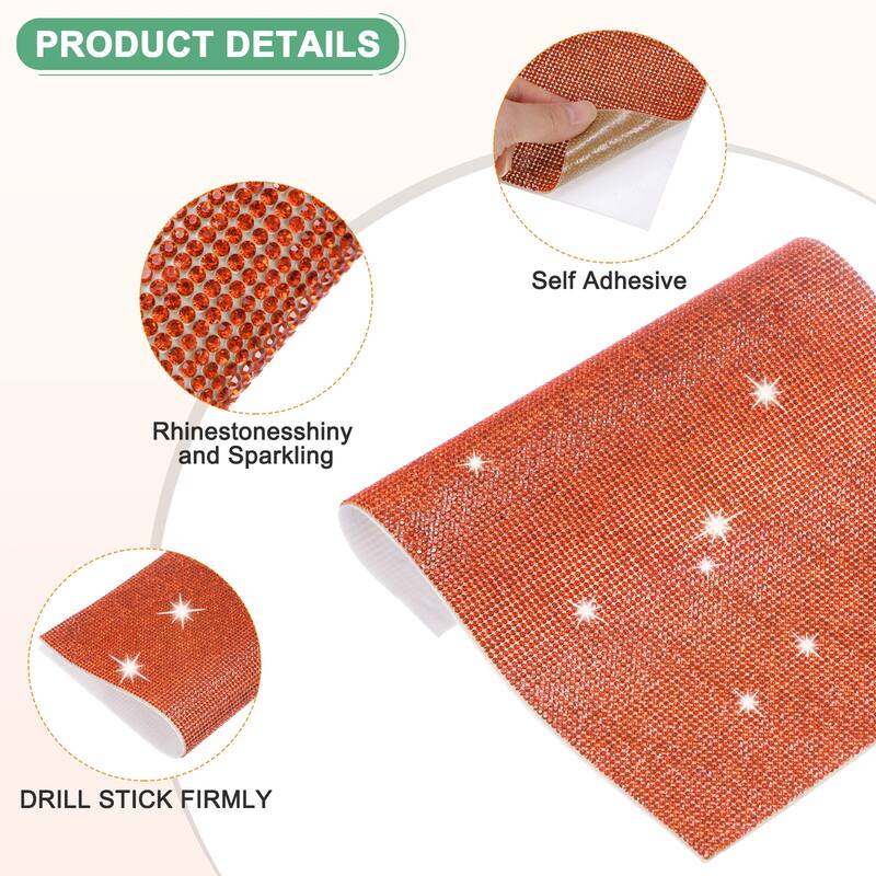 1 Roll Crystal Rhinestone Ribbon, for DIY - Tangerine - 9.45 Inch x 7.87 Inch