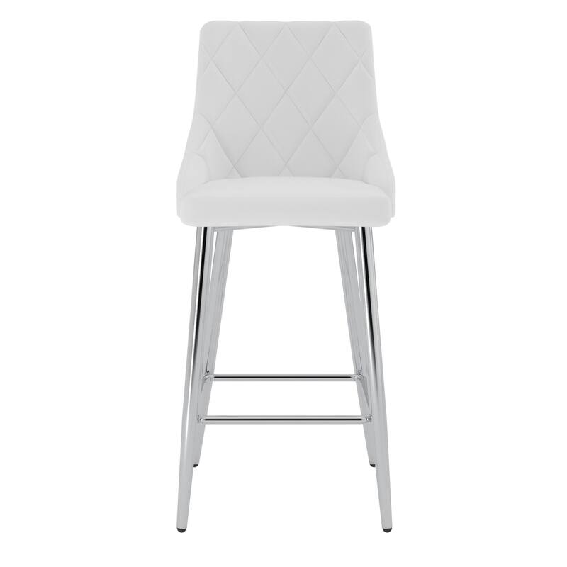 Contemporary Faux Leather and Metal 26" Counter Stool, Set of 4