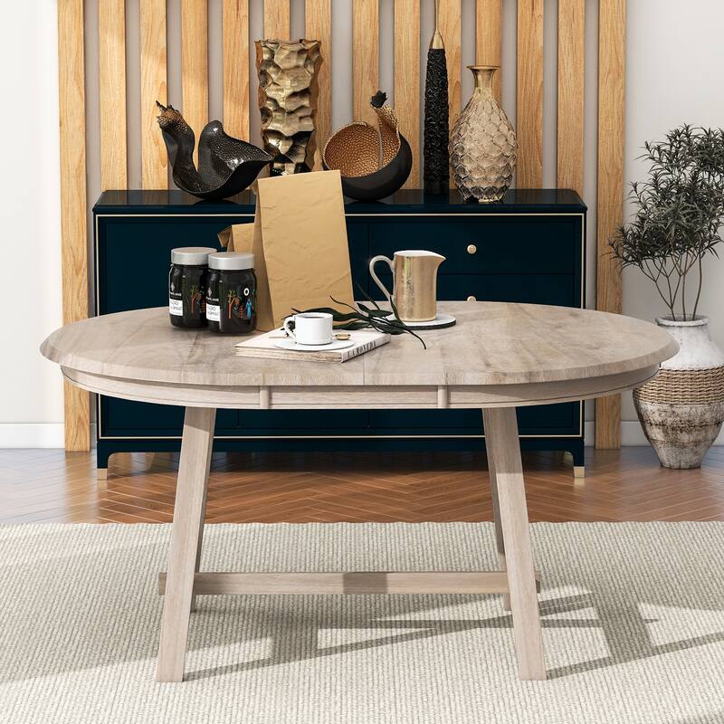 Round Extendable Wood Dining Table