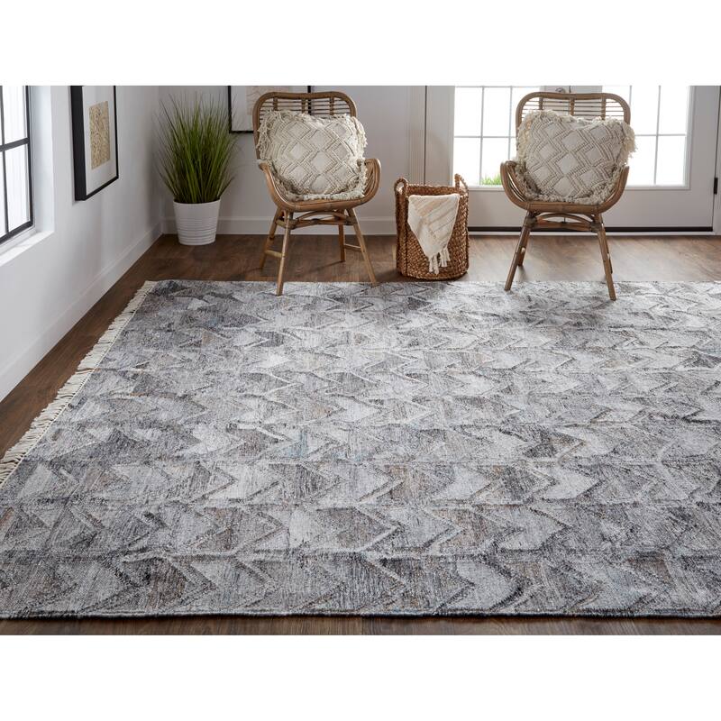 Elstow Eco-Friendly Moroccan Chevron Rug, Light/Dark Gray