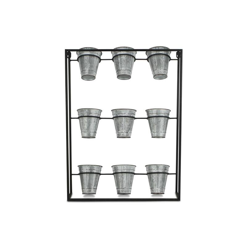 HomeRoots 24" X 18" Black And Silver Metal Rectangular Wall Planter