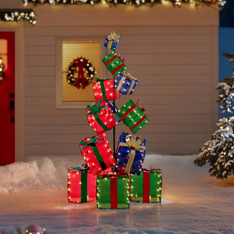 Christmas lights Festive Holiday Decoration with Lights for Indoor & Outdoor - 63 in Christmas Lighted Gift Box