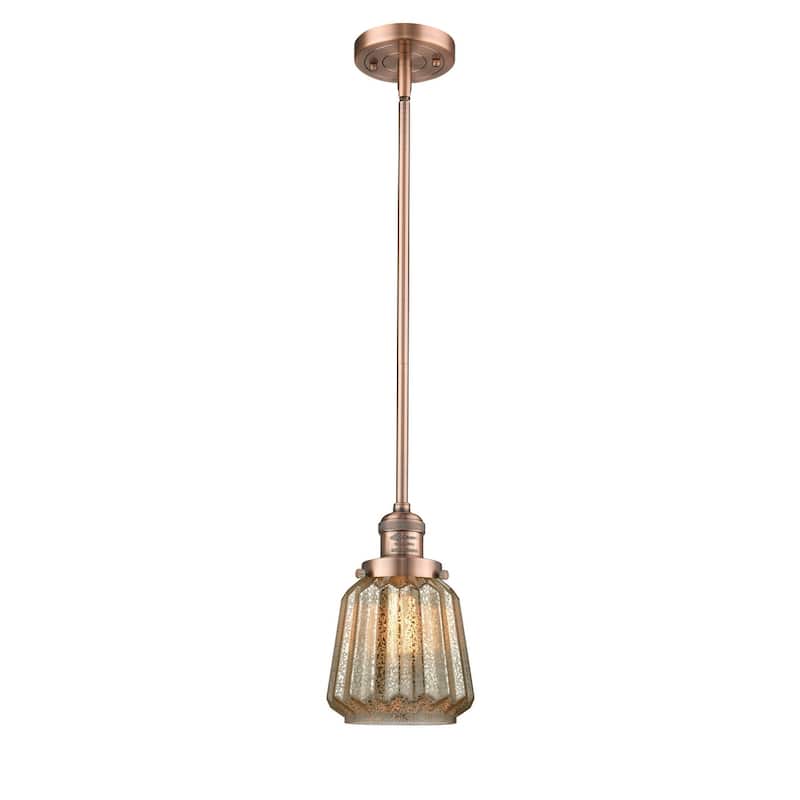 Innovations Lighting Chatham Single Light 6" Wide Mini Pendant with - Antique Copper / Mercury Fluted
