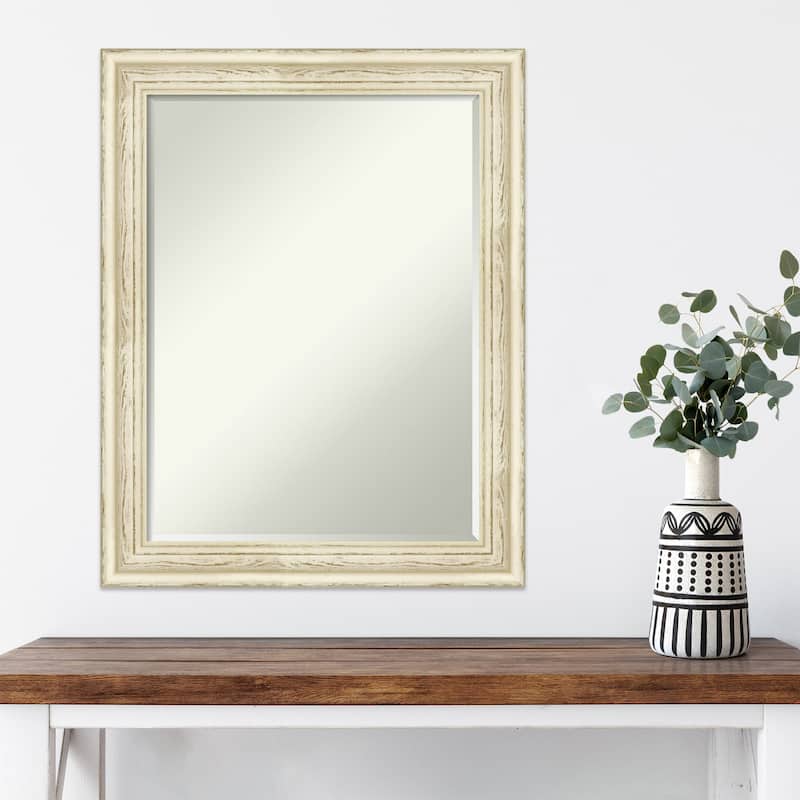 Petite Bevel Wood Wall Mirror - Country White Wash Frame - Country White Wash - 22 x 28 in
